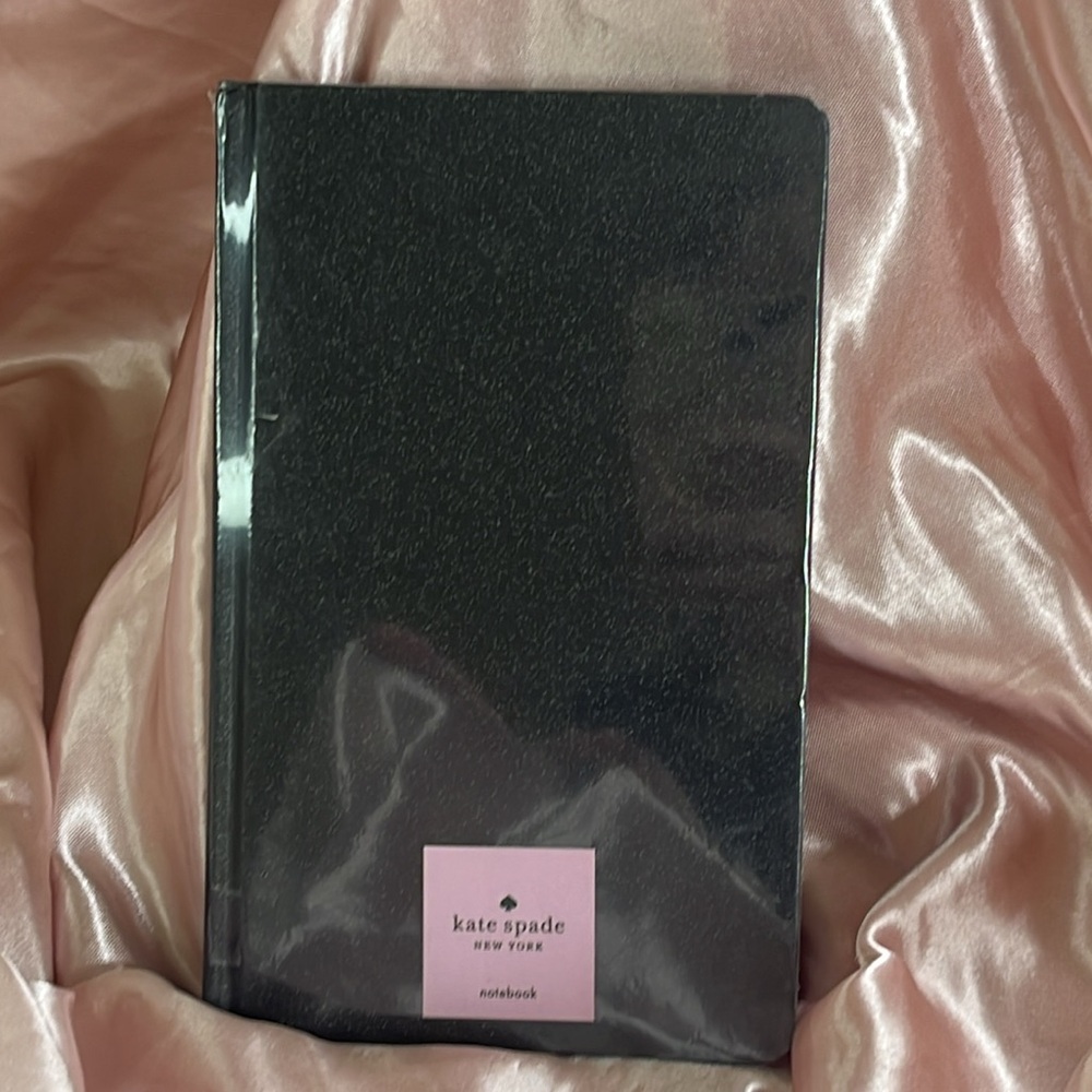 Kate Spade NIB Black Glitter Lined Notebook with Ribbon bookmark ♠️